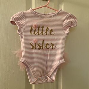 Mud Pie Little Sister One Piece Tulle Tutu Pink Striped Girls Size 3 Months